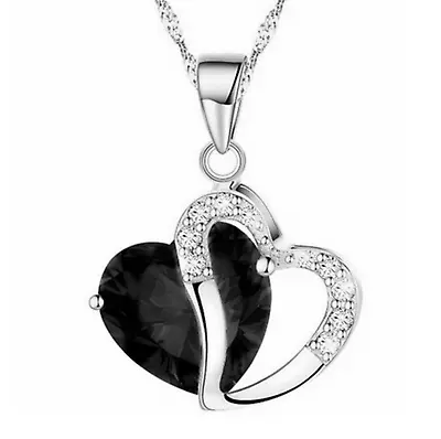 Buy Sterling Silver Amethyst Black Heart Pendant Necklace Fashion Gift Jewellery • 3.99£
