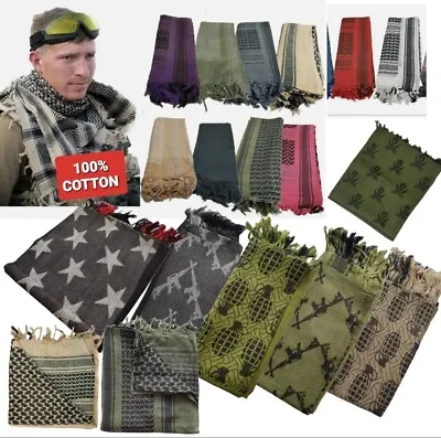 Buy Palestinian Cotton Shemagh Scarf Arab Army Tactical Military Desert Keffiyeh • 9.99£