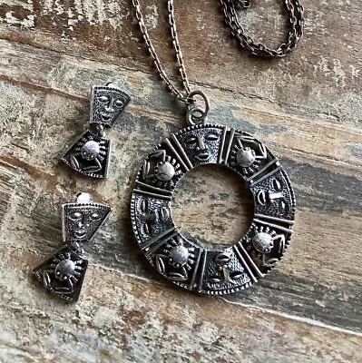 Buy Sarah Coventry Zodiac Crab Cancer Tribal Tailsman Vintage Necklace Earring Set • 6.43£