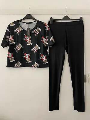 Buy Ladies Plus Size Pyjamas Curve Cute Christmas Black Pjs NEW • 8£