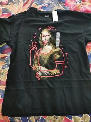 Buy Mona Lisa Graffiti Black Brisco Brands Mens  X Large T Shirt • 12£