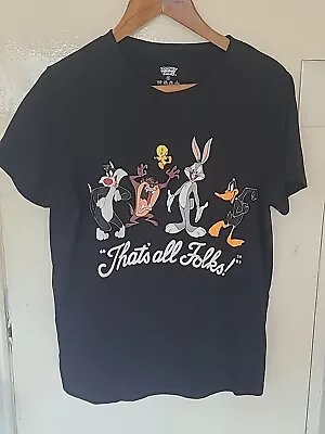 Buy Looney Tunes T Shirt Medium Thats All Folks Black • 12£