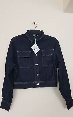 Buy New Pepe Dark Blue Cropped Denim Jacket  Xs Uk 8 Retro Oversized Women's Casual • 14.99£