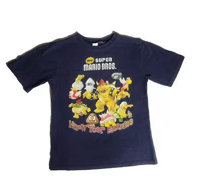 Buy 2008 Super Mario Bros Bowser Nintendo Tshirt Navy Youth Large • 10.20£