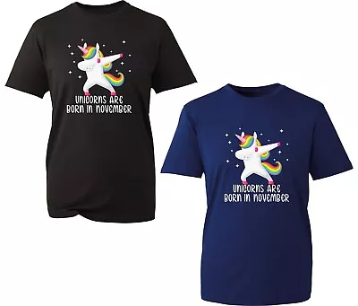 Buy Unicorns Are Born In November T-Shirt Dabbing Unicorn Birthday Month Slogan Top • 9.99£