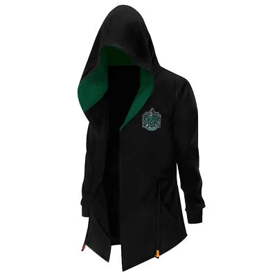 Buy Harry Potter Slytherin Cosplay Drawstring Long Jacket Coat Hooded Sweatshirt • 21.92£