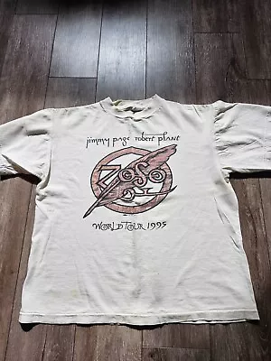 Buy Vintage 1995 Jimmy Page Robert Plant World Tour T Shirt  • 19.68£