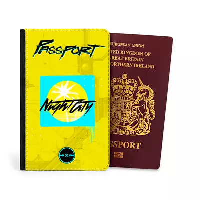 Buy Night City Faux Leather Passport Cover Protector Based On Cyberpunk 2077 • 11.99£