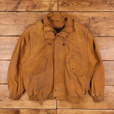 Buy Vintage Hurricane Hawkins Leather Jacket XL Tan Brown Zip Snap • 44.54£