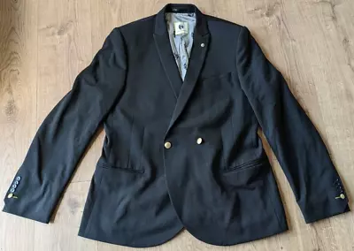 Buy NOOSE & MONKEY Mens Salinger Blazer Jacket Black Double Breasted SIZE 46R • 20£