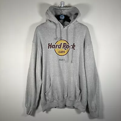 Buy HARD ROCK Cafe Paris Mens Hoodie Sweatshirt Grey Pullover Logo Print - XL • 14.99£