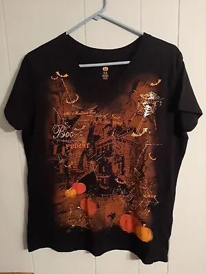 Buy Womens XL Black Haunted House Halloween T-Shirt Witching Hour All Hallows Eve • 4.73£