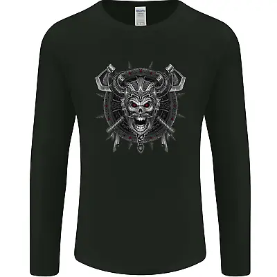Buy Viking Skull With Swords & Shield Valhalla Mens Long Sleeve T-Shirt • 12.99£
