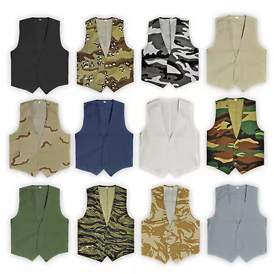 Buy Army Vest Military Style Outerwear Light Waistcoat Fancy Dress Outfit Camo Top • 6.64£