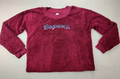 Buy Harry Potter Hogwarts Teen's XL Maroon Fuzzy Pullover Sleepwear Sweatshirt • 16.08£