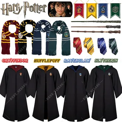 Buy UK Harry Potter Costume Gryffindor Slytherin Robe Cloak Tie LED Wand Scarf Xmas • 8.59£