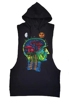 Buy New Cosmic Head Black Tank Top Hoodie Vest Shirt Fantasy DMT Mushroom High Weed • 17.09£