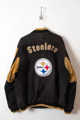 Buy Pittsburgh Steelers Leather Jacket Black Yellow Vintage NFL Retro 90s 00s Y2k • 0.99£