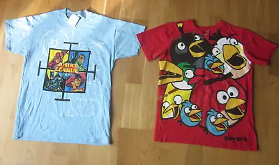Buy Justice League & Angry Birds T-shirts Age 9/10 Years • 3.25£