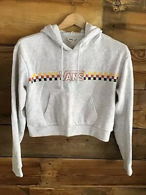 Buy Vans Women's Embroidered Gray Crop Hoodie Sweatshirt XS Kangaroo Pocket • 17.04£