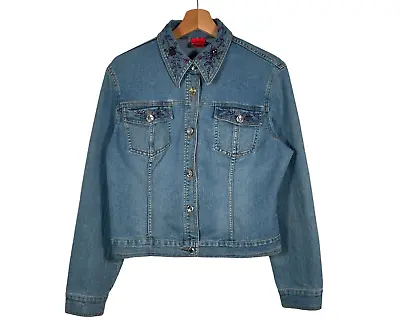 Buy Very Vera Denim Jacket Womens Size UK 14 Medium Blue Casual Cotton Blend Pockets • 15.95£
