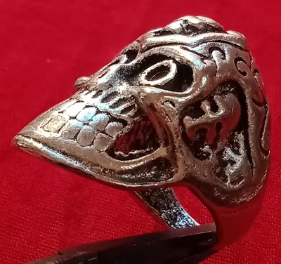 Buy Rare Ancient Viking Silver Ring Ghost Skeleton Head Ring Men's Military Jewelry • 44.62£