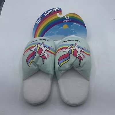 Buy Unicorn Slippers Size Large 4-5 Royal Deluxe 100% Polyester Kid's Rainbow • 10.22£