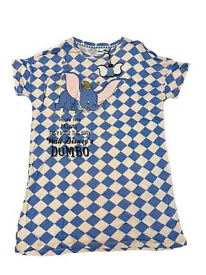 Buy Dumbo Women's Check Printed Nightshirt Short Sleeve T-shirt Top Sleep Dress • 12.82£