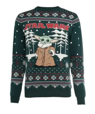 Buy Medium 39  Star Wars Baby Yoda Mandalorian Ugly Christmas Jumper Sweater Xmas • 33.99£