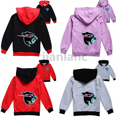 Buy Kids Mr Beast Lightning Cat Hoodies Cosplay Hooded Sweatshirt Zipper Jacket Coat • 10.99£