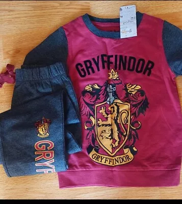 Buy Harry Potter Hogwarts Gryffindor Kids 100% Cotton Pyjama Set Age 4-5 Yrs • 3.99£