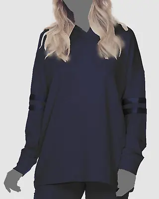 Buy $108 PJ Harlow Women's Blue USA Supima Silk Destiny French Terry Hoodie Size S • 34.57£
