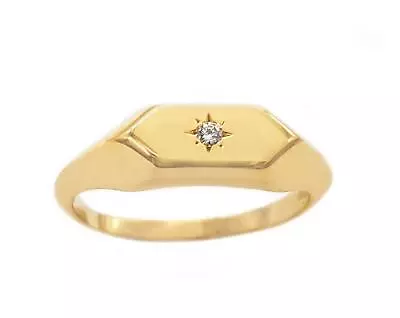 Buy Hexagon Diamond Compass Ring Solid Gold 9k,14k,18k Small Chevalier Ring RN373-1 • 151.86£
