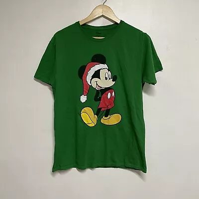 Buy Disney T Shirt Medium Green Mickey Mouse Short Sleeve Christmas  • 8£