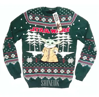 Buy STAR WARS The Mandalorian Men's Christmas Knitted Novelty Jumper Festive Primark • 28.99£
