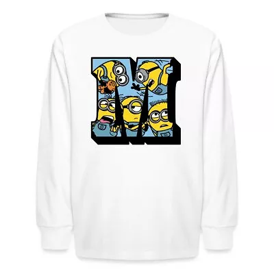 Buy Minions Merch Letter M College Licensed Kids' Long Sleeve T-Shirt • 19£