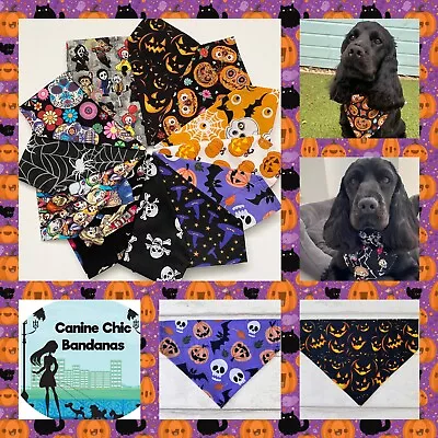 Buy Handmade Halloween Dog Bandana Slide On Collar Scarf Sizes S-XL Present Gift • 3.99£