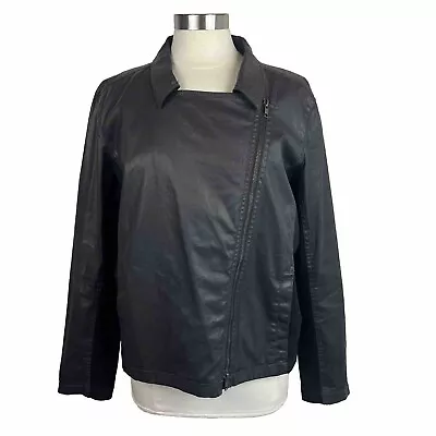 Buy EILEEN FISHER Jacket XL Womens Black Faux Leather Moto Zip Front Casual Pockets • 38.98£