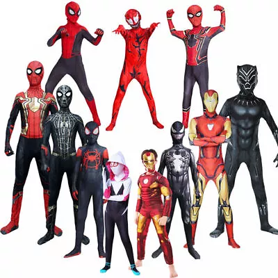 Buy Kids Children Superhero Spiderman Cosplay Costume Halloween Fancy Dress Clothes • 14.07£