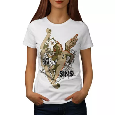 Buy Wellcoda Deadly Sins Angel Horror Womens T-shirt, Mask Casual Design Printed Tee • 14.99£