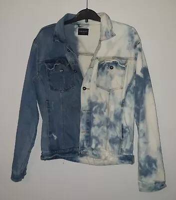 Buy Blue Denim Clash Half-Half Bleach Dye Jacket - Size LARGE • 30£