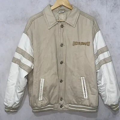 Buy Urban Outfitters Varsity Jacket BDG Beige White Denim Bomber Relaxed Medium • 17.71£