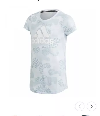 Buy Adidas Kids/girls Sport Style Light Blue/turquoise T-shirt Y2k • 6.50£