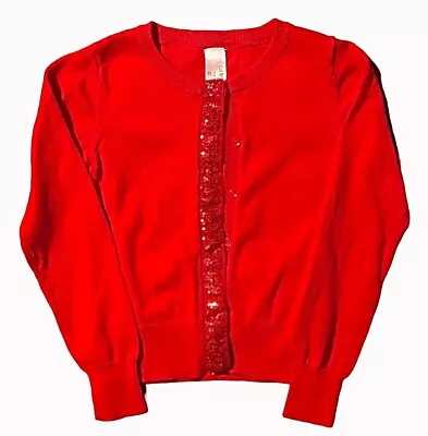 Buy Girls Clothes Small 6/6x Valentines Day Red Sequin Button Down Cardigan Sweater • 15.26£