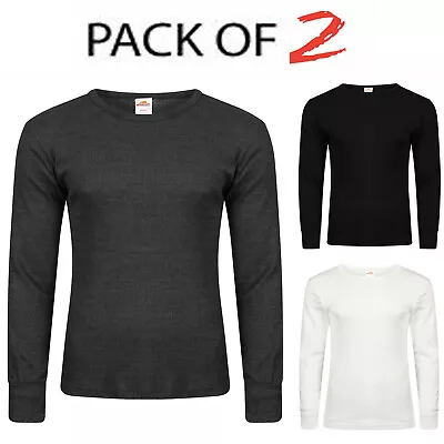 Buy Pack Of 2 Mens Thermal Long Sleeve Shirt Top Ski Warm Winter Brushed Vest S-XL • 10.95£