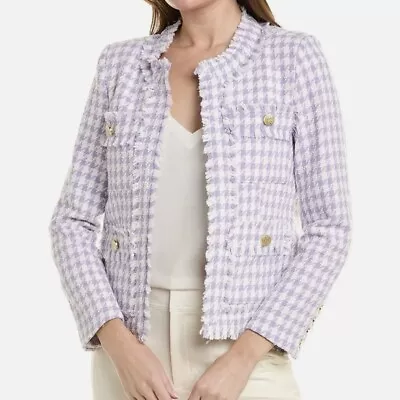 Buy NWT Nanette Lepore Eliot Houndstooth Jacket Lilac - Size M • 66.53£