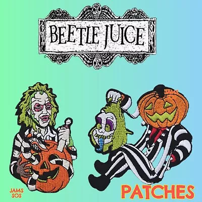 Buy BEETLEJUICE Embroidery Iron Sew On Patch DIY Clothing PUMKIN HEAD 2024 BEATLE • 4.49£