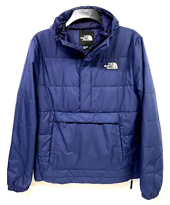 Buy The North Face Mens Jacket L Navy Quilted Front Pocket Hood Half Zip 484 • 49£