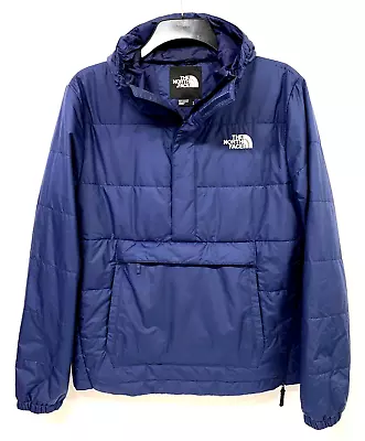 Buy The North Face Mens Jacket M Navy Quilted Front Pocket Hood Half Zip 484 • 39£