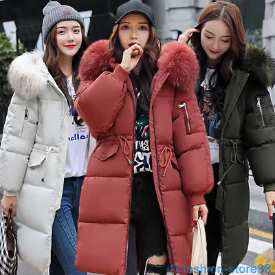 Buy Women Winter Coat Down Jacket Ladies Fur Hooded Long Quilted Puffer Parka Outwea • 28.79£